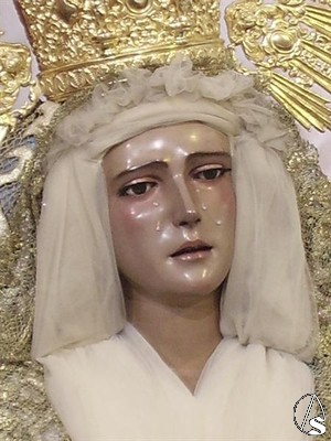 Rostro de la Virgen del Rosario, inconfundible obra de Pineda Calderón 