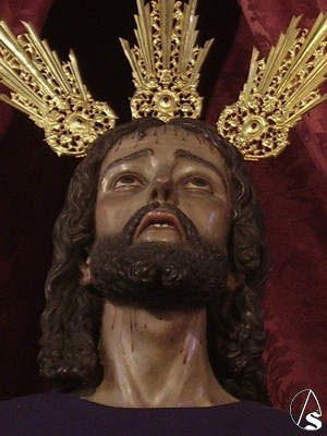 Rostro del Cristo de la Oración, tallado por el escultor local Manuel Pineda Calderón 