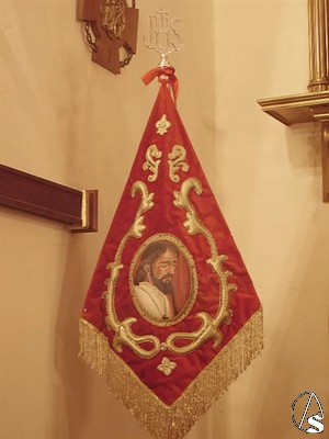 Banderín con una pintura de Jesús Cautivo 